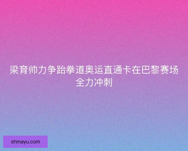 梁育帅力争跆拳道奥运直通卡在巴黎赛场全力冲刺