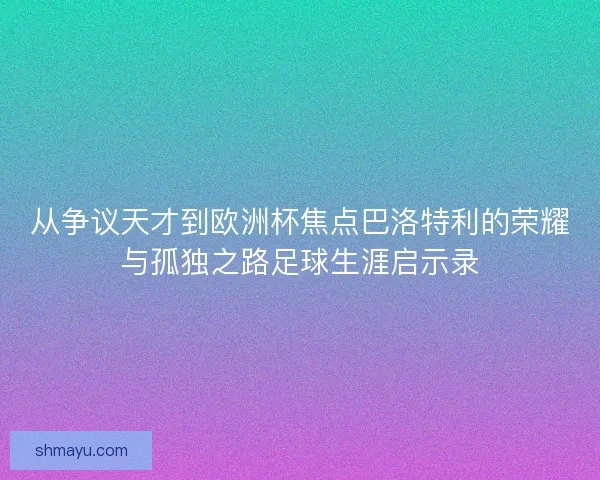 从争议天才到欧洲杯焦点巴洛特利的荣耀与孤独之路足球生涯启示录 从争议天才到欧洲杯焦点巴洛特利的荣耀与孤独之路足球生涯启示录